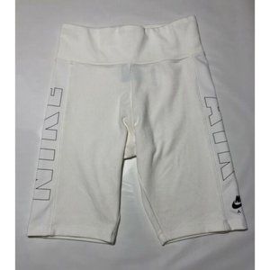 Nike Air Women’s Ribbed White / Black Exercise Bike Shorts Sz Medium M